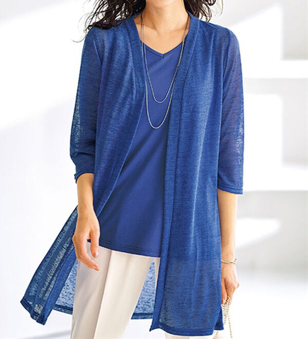 BELLUNA（ベルーナ）の「涼やか！スラブ調カーディガンアンサンブル（アンサンブル）」｜ブルー系