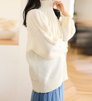 RANAN（ラナン）の「ハイネック求心柄ロング丈ニット（ニット・セーター）」｜アイボリー