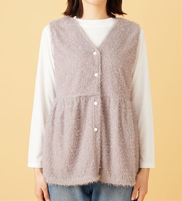 BELLUNA（ベルーナ）の「【2点セット】ラメシャギー素材ベストアンサンブル（アンサンブル）」｜詳細画像