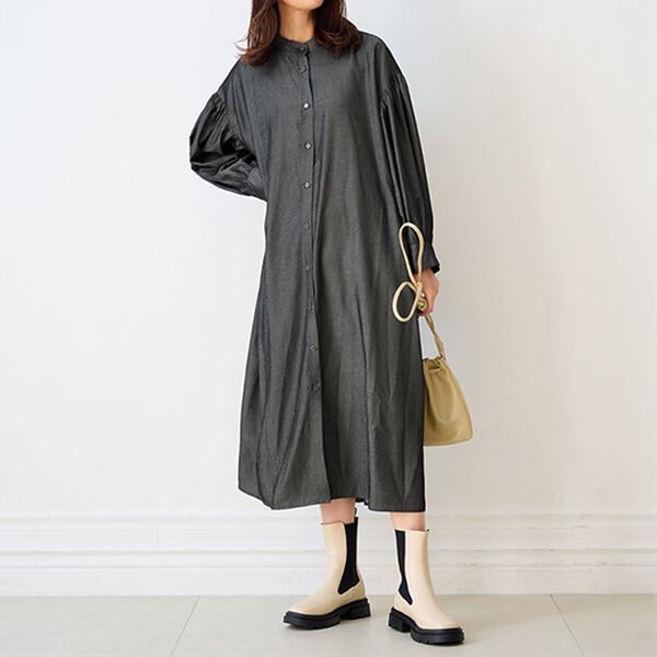 RANAN（ラナン）の「袖ボリュームバンドカラーシャツワンピース（シャツワンピース）」｜詳細画像