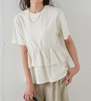 RANAN（ラナン）の「ピグメントフリルトップス（カットソー）」｜オフホワイト