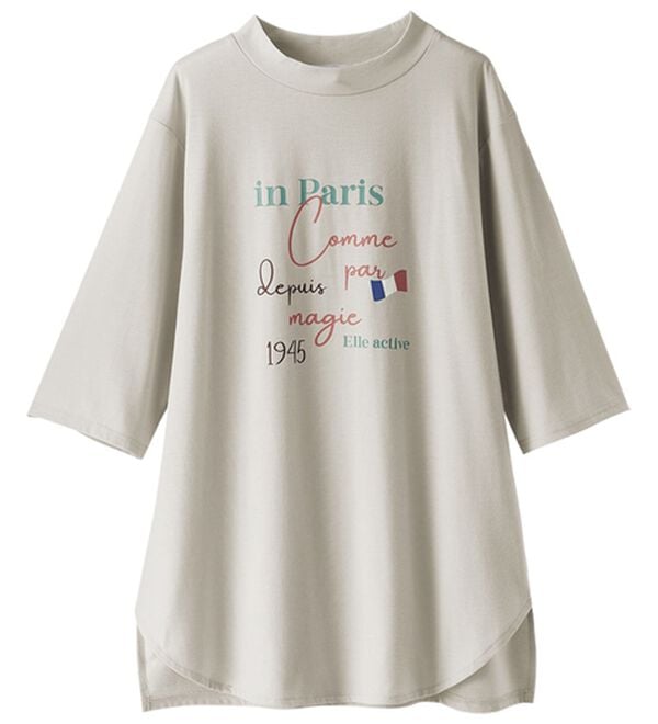 BELLUNA（ベルーナ）の「＜ＥＬＬＥ　Ａｃｔｉｖｅ＞多機能ロゴプリントチュニック（チュニック）」｜ライトグレー