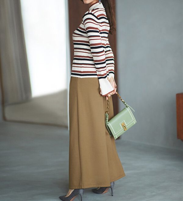 RANAN（ラナン）の「柔らかあったか！裏起毛ロングフレアガウチョパンツ（フルレングスパンツ）」｜詳細画像