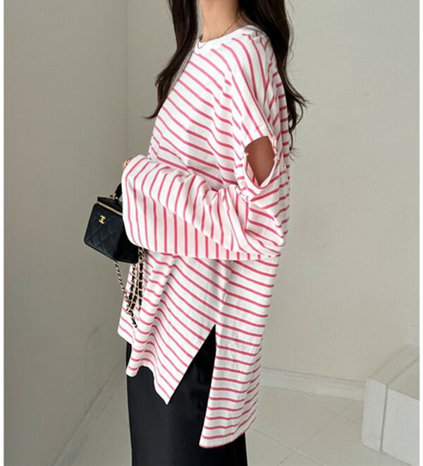 GeeRA（ジーラ）の「袖スリットボーダーカットソー（カットソー）」｜詳細画像