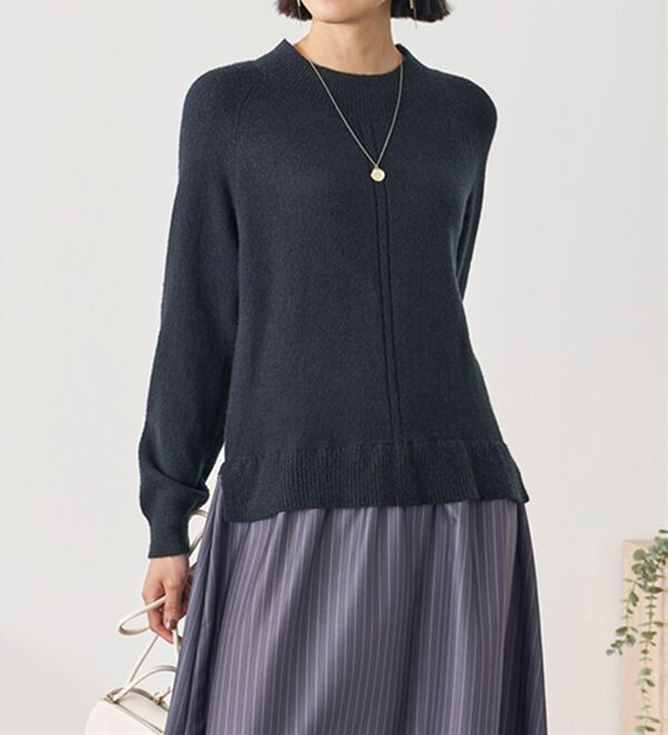 BELLUNA（ベルーナ）の「ニット切替プリントワンピース（ドッキングワンピース）」｜詳細画像