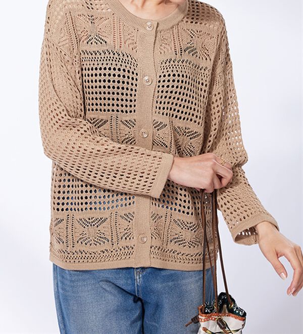 BELLUNA（ベルーナ）の「透かし編ニットカーディガン（ニットカーディガン）」｜詳細画像