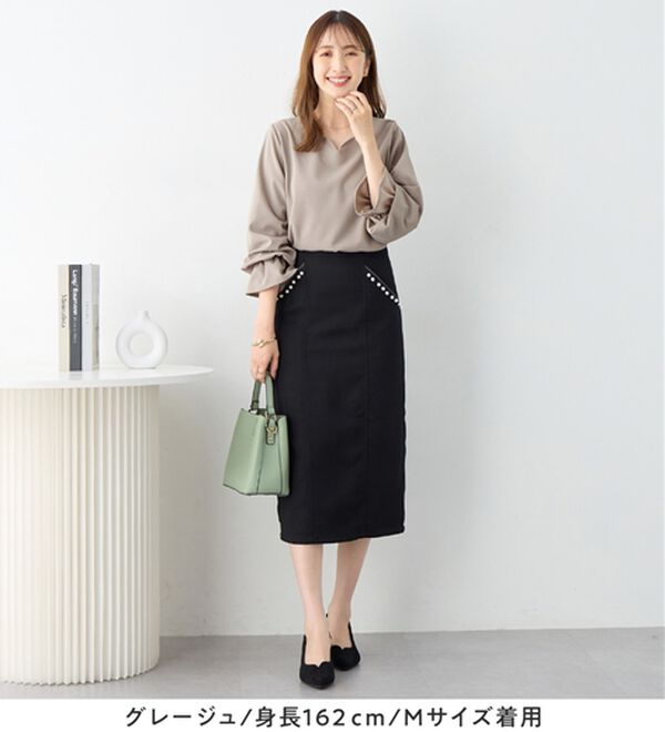 alotta（アロッタ）の「【裏起毛あり・なし】キャンディースリーブハートネックブラウス（ブラウス）」｜詳細画像