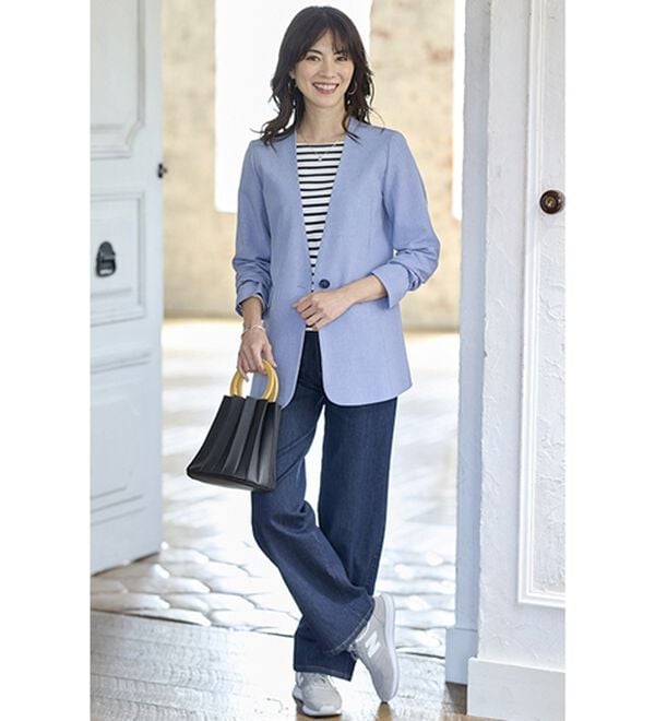 BELLUNA（ベルーナ）の「＜楽スタフィット＞ノーカラージャケット（ノーカラージャケット）」｜詳細画像