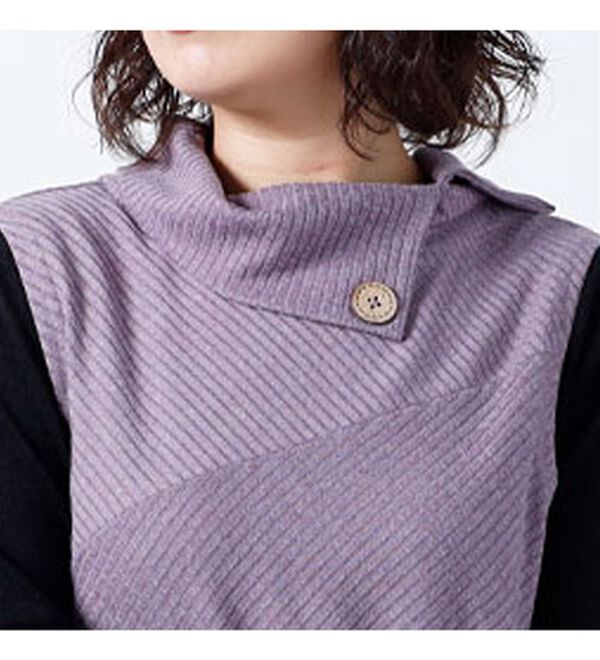 BELLUNA（ベルーナ）の「杢調テレコ素材衿デザインアンサンブル（アンサンブル）」｜詳細画像