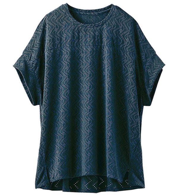 BELLUNA（ベルーナ）の「ストレッチレース切替デザインプルオーバー（カットソー）」｜ネイビー