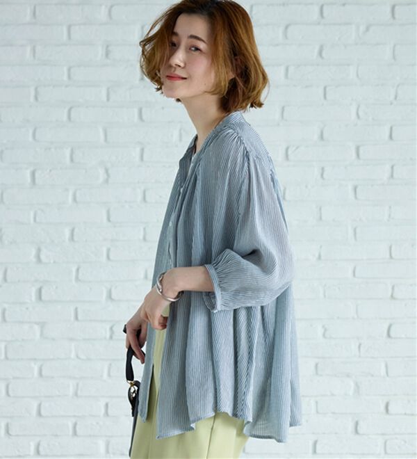 BELLUNA（ベルーナ）の「スラブ素材ギャザーデザインブラウス（ブラウス）」｜詳細画像
