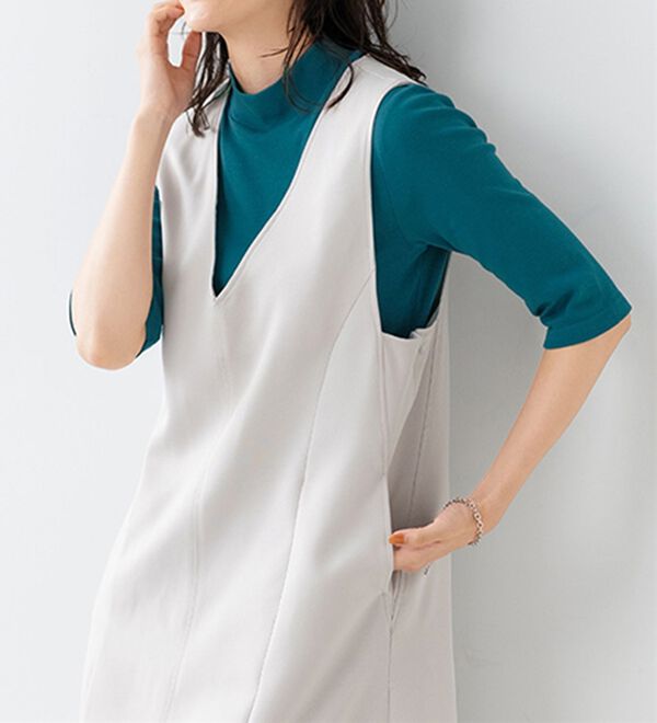 LAVIENNE（ラヴィエンヌ）の「【医師オススメ】ＵＶカット綿１００％ハイネックプルオーバー（５分袖）＜カラフルコットン＞（肌着・インナーウェア）」｜詳細画像