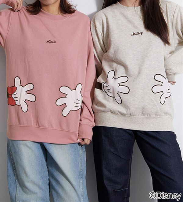 BELLUNA（ベルーナ）の「＜Ｄｉｓｎｅｙ＞【ミッキー＆ミニー】抱き着きプリント裏起毛トレーナー（カットソー）」｜詳細画像