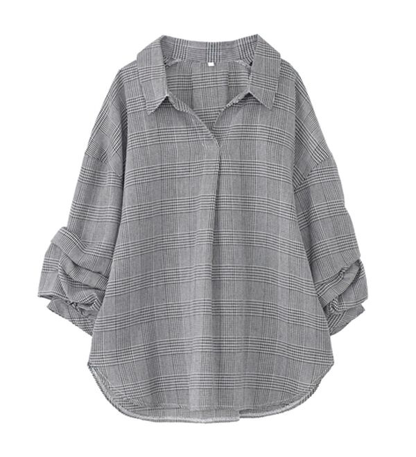 BELLUNA（ベルーナ）の「袖タックデザインスキッパーシャツ（シャツ）」｜詳細画像