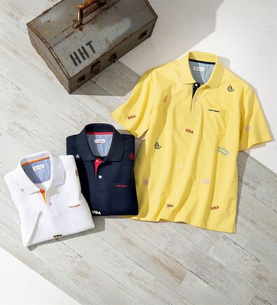 「＜ハッシュパピー＞マリンモチーフ飛び柄刺しゅうポロシャツ（メンズポロシャツ）」