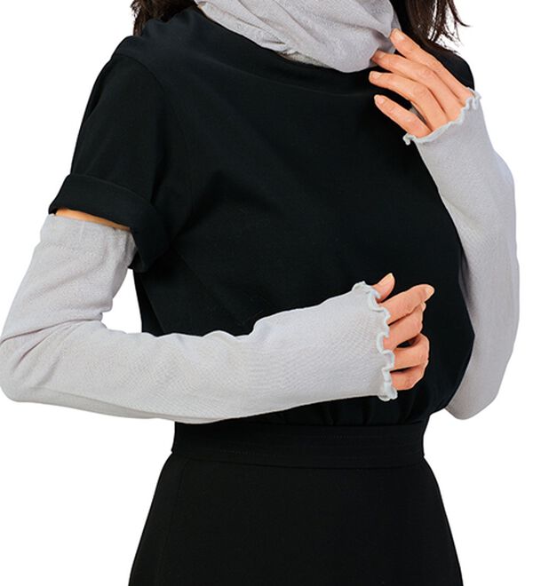 「日本製　遮熱＆ＵＶカット　アームカバー（その他ファッション小物）」｜グレー