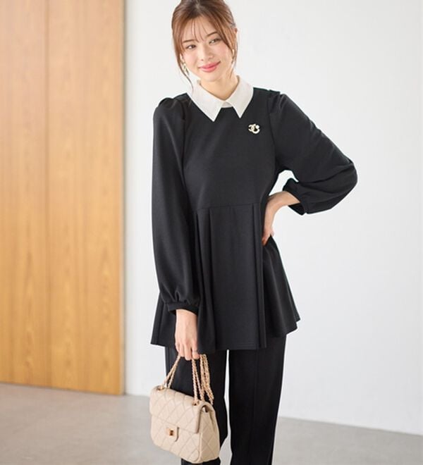 GeeRA（ジーラ）の「【２点セット】２ＷＡＹプリーツ切替ブラウスセットアップ（ブラウススーツ）」｜詳細画像