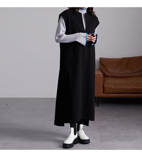 RANAN（ラナン）の「ウールライクディープＶネックジャンパースカート（ジャンパースカート）」｜詳細画像