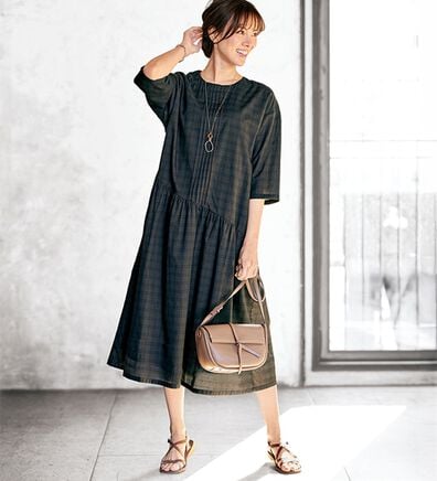 BELLUNA（ベルーナ）の「チェック柄切替ワンピース（その他ワンピース）」