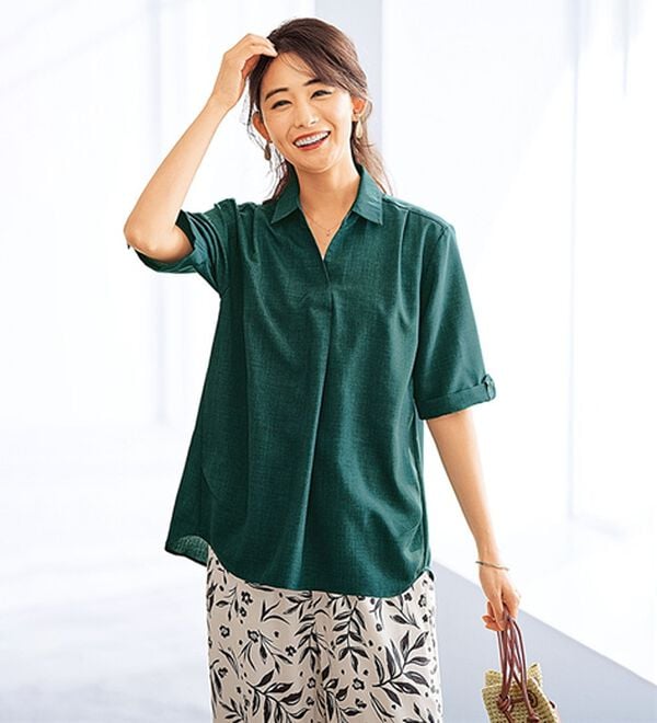 BELLUNA（ベルーナ）の「麻調素材袖ボタン使いブラウス（ブラウス）」｜詳細画像