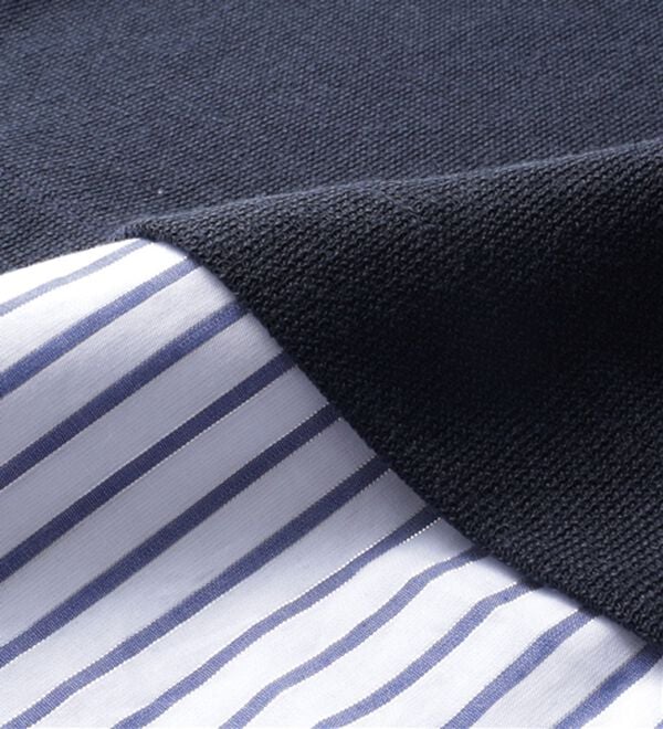 BELLUNA（ベルーナ）の「ラメストライプシャツフェイクチュニック（チュニック）」｜詳細画像