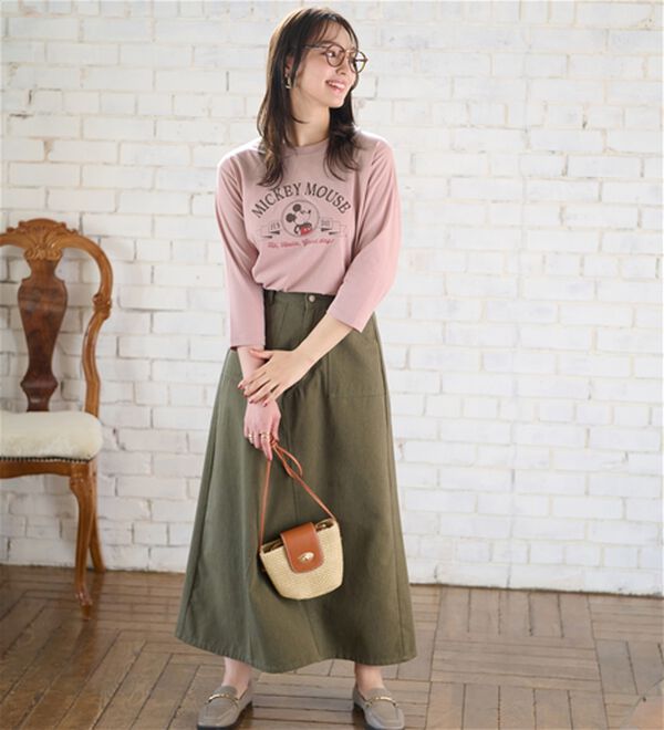 BELLUNA（ベルーナ）の「＜Ｄｉｓｎｅｙ＞【ミッキー】プリント7分袖Tシャツ（Tシャツ）」｜詳細画像