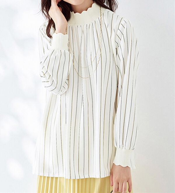 BELLUNA（ベルーナ）の「衿＆袖ニット使い美人顔ブラウス（ブラウス）」｜詳細画像