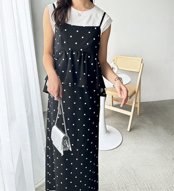 GeeRA（ジーラ）の「楽ちん！ペプラムキャミワンピース（カットソーワンピース）」｜詳細画像