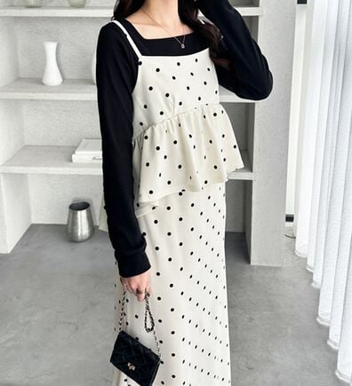 GeeRA（ジーラ）の「楽ちん！ペプラムキャミワンピース（カットソーワンピース）」