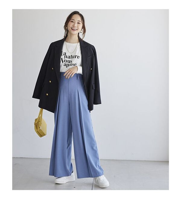 BELLUNA（ベルーナ）の「よれにくい！大人のロゴロングＴシャツ（カットソー）」｜詳細画像