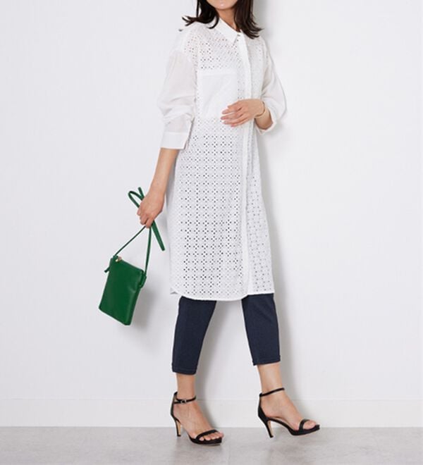 BELLUNA（ベルーナ）の「【Ｌａｇｒｉｌｕａ】ヴィンテージレース切替シアーロングシャツ（シャツワンピース）」｜詳細画像