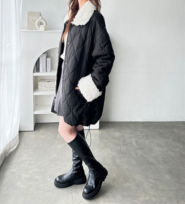 GeeRA（ジーラ）の「衿ボアミドル丈バルーンキルティングブルゾン（ブルゾン）」｜詳細画像