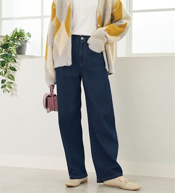 BELLUNA（ベルーナ）の「オシャレに見えるカーブデニムパンツ（ワイドパンツ・ガウチョ）」｜詳細画像