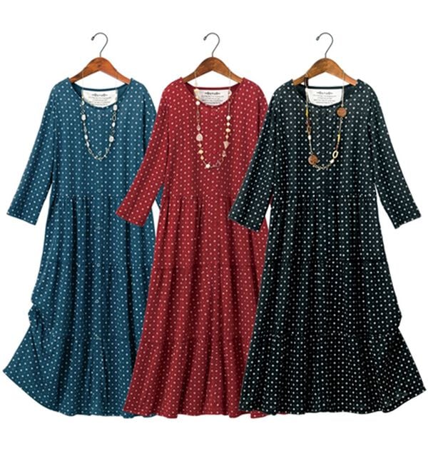 ルフラン（ルフラン）の「【３色組】ひやとろティアードワンピース（カットソーワンピース）」｜3色組