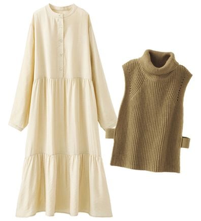 BELLUNA（ベルーナ）の「ベストとセットになったティアードワンピース（その他ワンピース）」