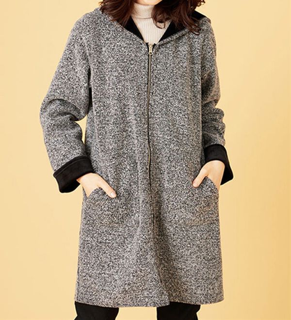 BELLUNA（ベルーナ）の「裏ベロア素材フードデザインコート（ロングコート）」｜詳細画像