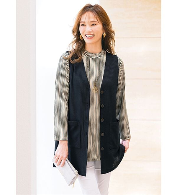 ルフラン（ルフラン）の「ジャカード素材チュニック＆ベストセット（アンサンブル）」｜詳細画像