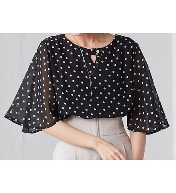 RANAN（ラナン）の「ひんやり！フレアー袖シフォンブラウス（ブラウス）」｜詳細画像