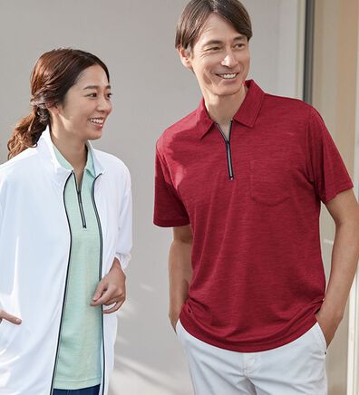 「アクティブハーフジップポロ（メンズポロシャツ）」