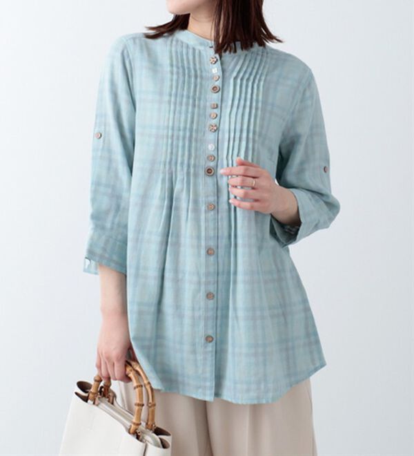 BELLUNA（ベルーナ）の「ダブルガーゼ素材オーバーブラウス（ブラウス）」｜詳細画像