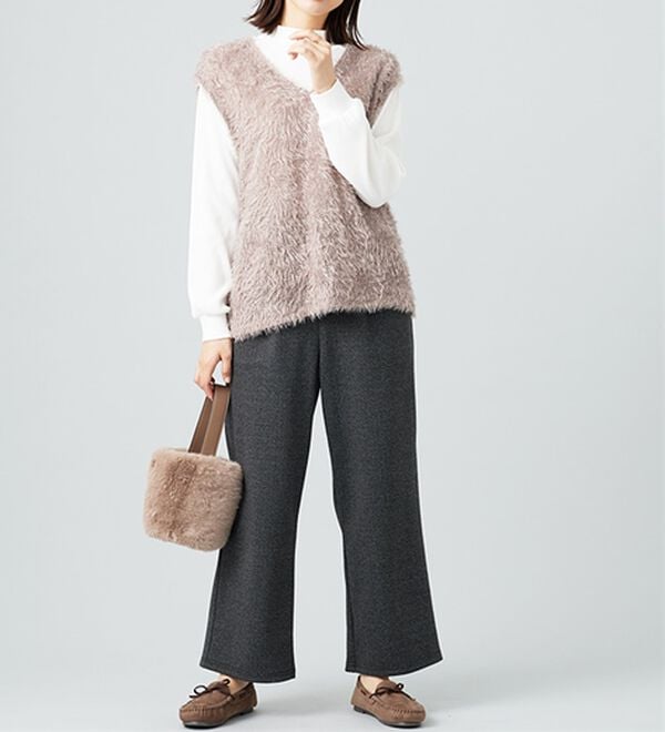 BELLUNA（ベルーナ）の「ウール調ふっくらワイドパンツ（ワイドパンツ・ガウチョ）」｜詳細画像