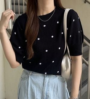 GeeRA（ジーラ）の「ドット柄ジャガードトップス（ニット・セーター）」｜ブラック系