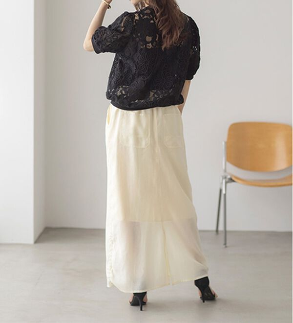 RANAN（ラナン）の「花柄立体レースリブ切替プルオーバー（ブラウス）」｜詳細画像