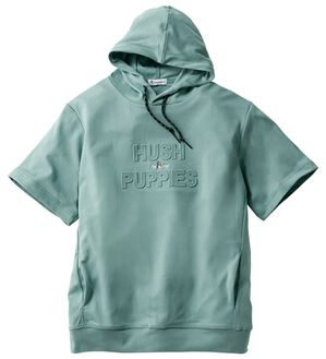 「＜ハッシュパピー＞ロゴパーカーＴシャツ（メンズパーカー）」｜エメラルドグリーン
