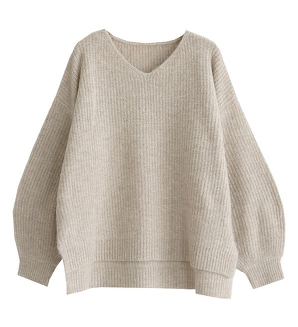 Pierrot（ピエロ）の「【洗濯機で洗える】ネックが選べるふんわりボリューム袖ニット（ニット・セーター）」｜詳細画像