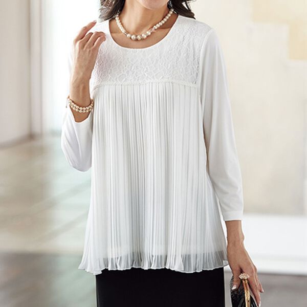 BELLUNA（ベルーナ）の「【２枚組】フォーマル対応プリーツブラウス（チュニック）」｜詳細画像