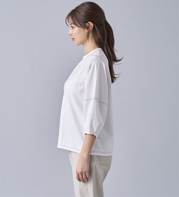 BELLUNA（ベルーナ）の「ヒンヤリ！袖デザイン配色ステッチプルオーバー（カットソー）」｜詳細画像