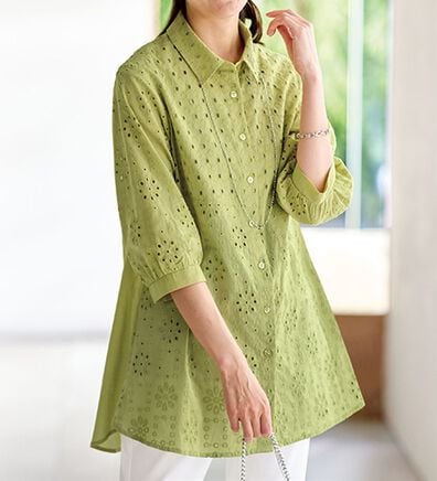 BELLUNA（ベルーナ）の「綿１００％レース柄切替チュニック（チュニック）」