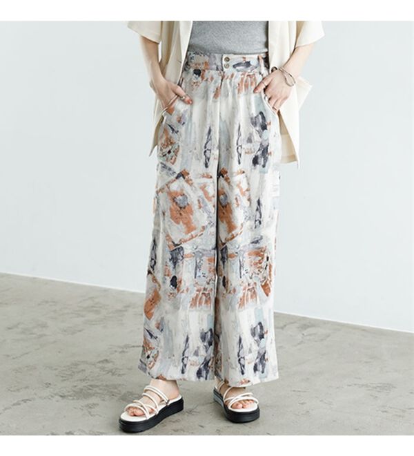 GeeRA（ジーラ）の「プリントリラックスワイドパンツ（フルレングスパンツ）」｜詳細画像