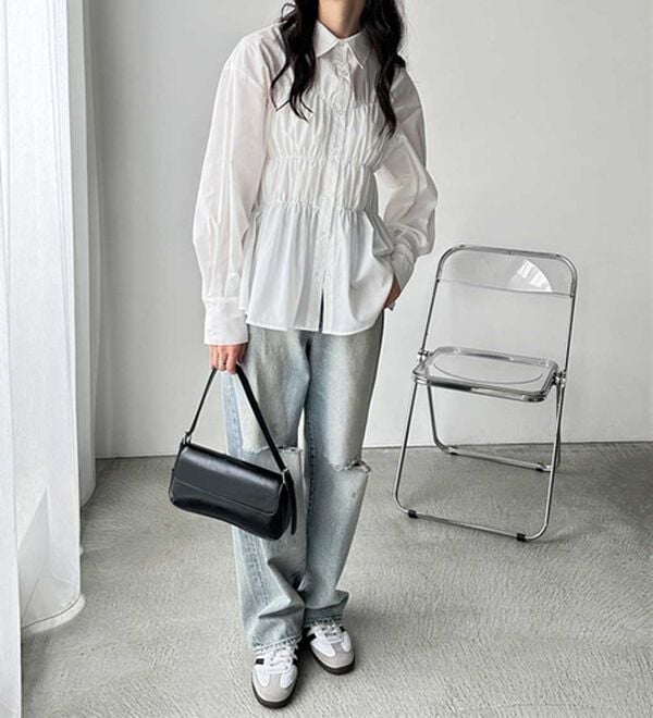 GeeRA（ジーラ）の「シャーリングビスチェデザインシャツ（シャツ）」｜詳細画像